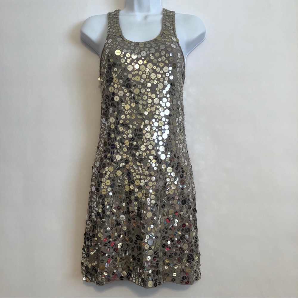 Silver Sequin Stretch Racerback Tank Dress!